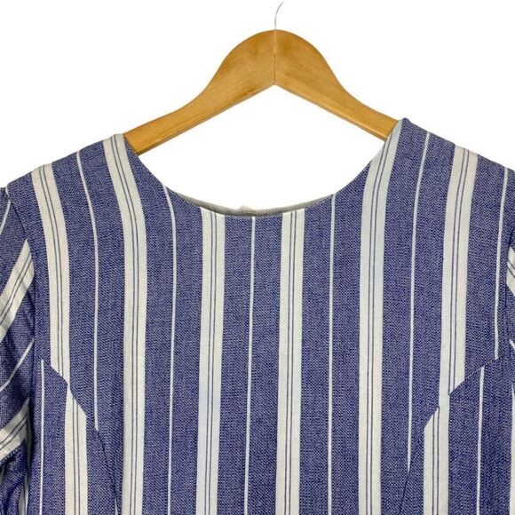 Tularosa women's Blue & White Striped Short Sleeve Fit And Flare Iris Dress US M - Picture 5 of 12